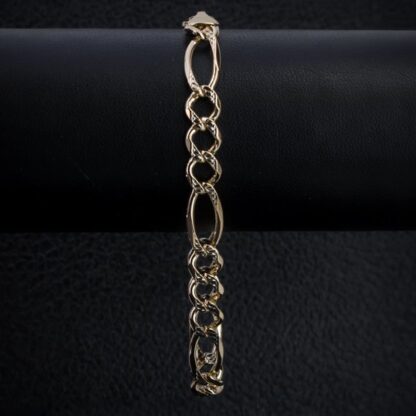 Heavy 14k Yellow Gold Nugget Figaro Link Men's Bracelet - Image 2