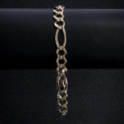 Heavy 14k Yellow Gold Nugget Figaro Link Men's Bracelet - Image 5