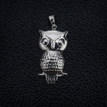 Vintage Sterling Silver .925 Large Puff Owl Pendant Charm