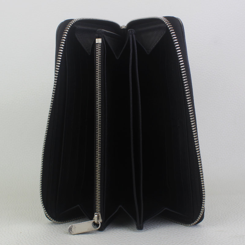 Authentic Louis Vuitton Monogram Black Mahina Leather Zippy Wallet