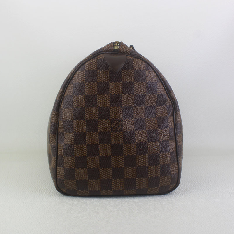 Louis Vuitton Speedy 30 Shoulder Bag in Ebene Damier Canvas and Brown