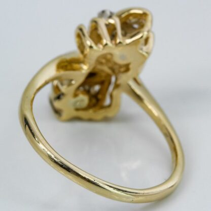 14k Yellow Gold Diamond Bow Cocktail Ring - Image 4