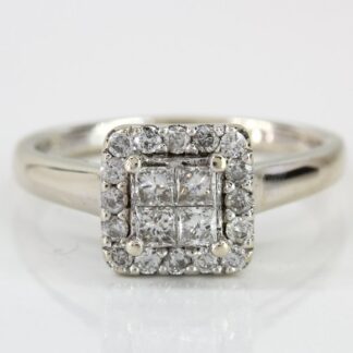 10K White Gold Princess-cut Diamond Engagement Ring