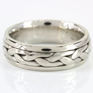 14K White Gold Braided Celtic Wedding Band Ring