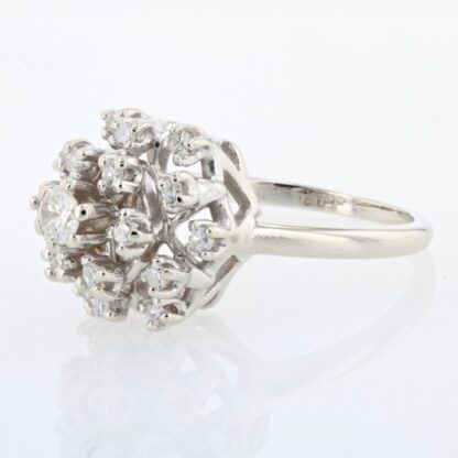 14K White Gold Diamond Cluster Dome Statement Ring - Image 2