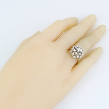 14K White Gold Diamond Cluster Dome Statement Ring - Image 7