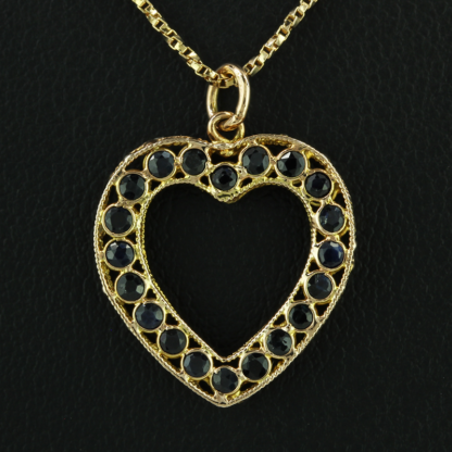 14K Yellow Gold Sapphire Heart Anniversary Pendant Charm - Image 2