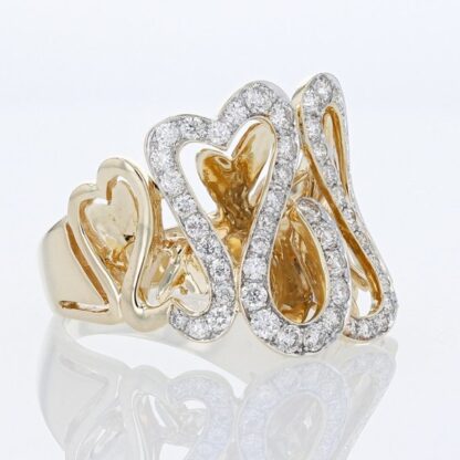 14K Yellow Gold Heart Swirl Diamond Ring - Image 4