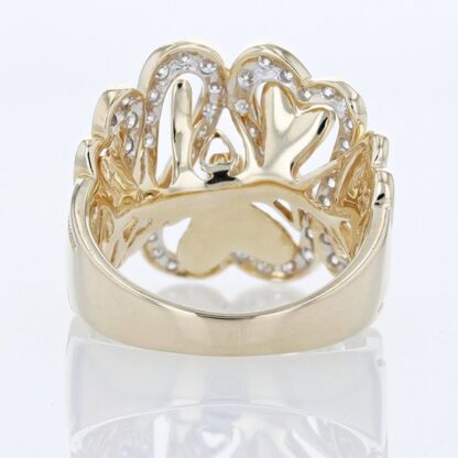 14K Yellow Gold Heart Swirl Diamond Ring - Image 2