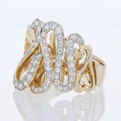 14K Yellow Gold Heart Swirl Diamond Ring - Image 5