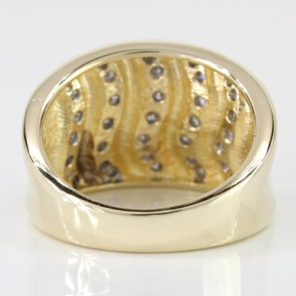 14K Yellow Gold Diamond Wide Wave Band Ring - Image 3