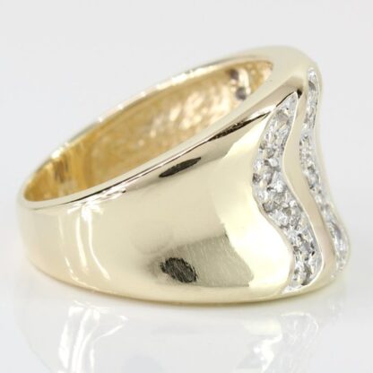 14K Yellow Gold Diamond Wide Wave Band Ring - Image 4