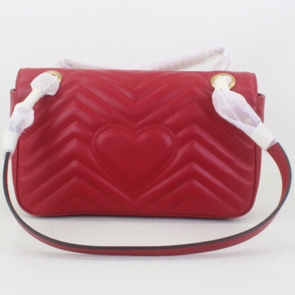 GUCCI Calfskin Matelasse Small GG Marmont Shoulder Bag Hibiscus Red - Image 3