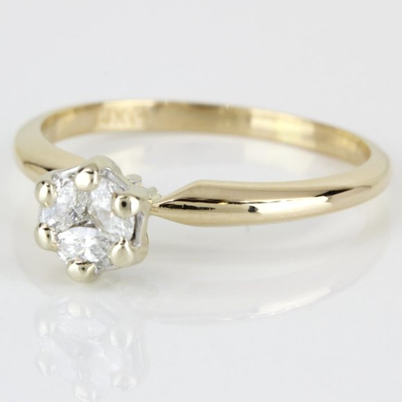 14k Yellow Gold Marquise-cut Diamond Engagement Ring