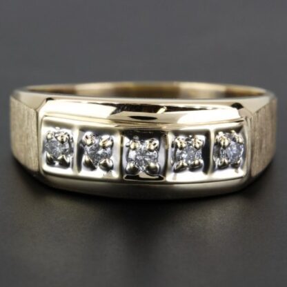 Vintage 14k Yellow Gold 5-Diamond Wedding Ring Band by O.C. Tanner Jewelry Co.