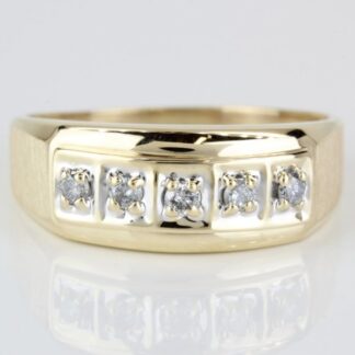 Vintage 14k Yellow Gold 5-Diamond Wedding Ring Band by O.C. Tanner Jewelry Co.