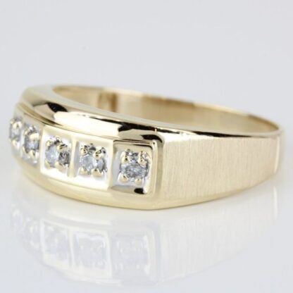 Vintage 14k Yellow Gold 5-Diamond Wedding Ring Band by O.C. Tanner Jewelry Co.