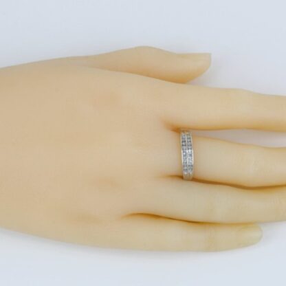 10k White Gold Two Row Diamond Wedding Band Ring