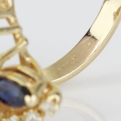 Vintage 14K Yellow Gold Blue Sapphire & Diamond Anniversary Cocktail Ring