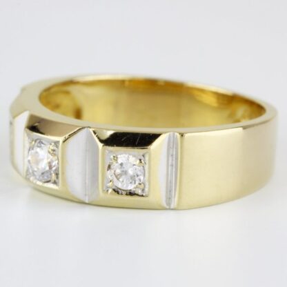 Vintage Men's 14k Yellow Gold Cubic Zirconia CZ Wedding Band Ring - Image 2