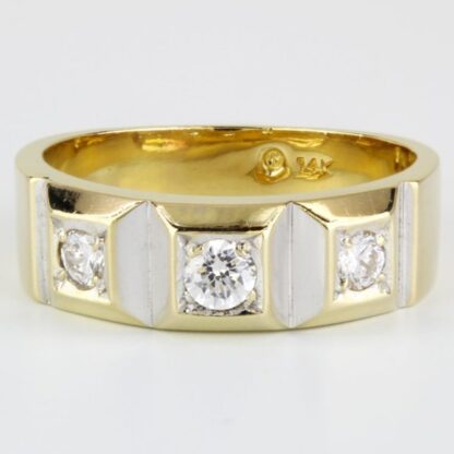 Vintage Men's 14k Yellow Gold Cubic Zirconia CZ Wedding Band Ring