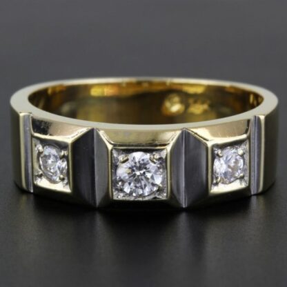 Vintage Men's 14k Yellow Gold Cubic Zirconia CZ Wedding Band Ring - Image 5