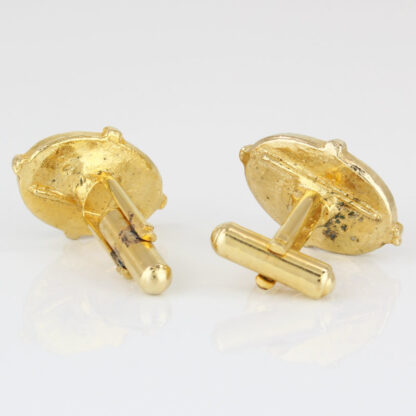 Vintage Gold Tone Multicolored Gemstone Swank Cufflinks Set - Image 2