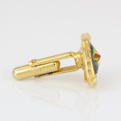 Vintage Gold Tone Multicolored Gemstone Swank Cufflinks Set - Image 3