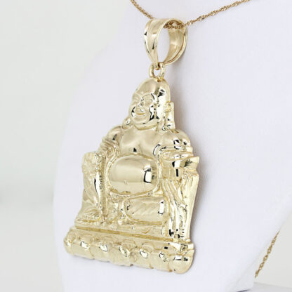 10k Yellow Gold Diamond-Cut Large Buddha Pendant