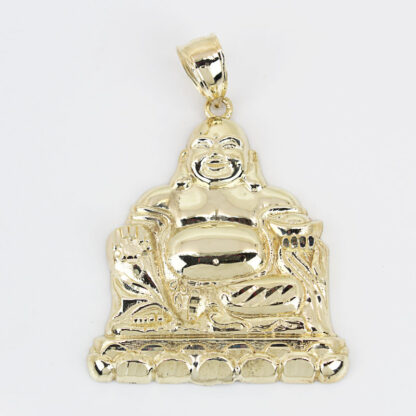 10k Yellow Gold Diamond-Cut Large Buddha Pendant
