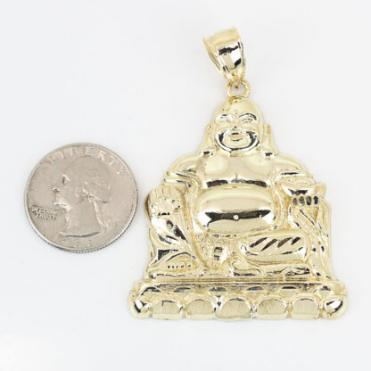 10k Yellow Gold Diamond-Cut Large Buddha Pendant