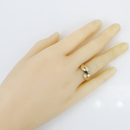 Unique 10k Yellow Gold Diamond Brushed Angular Ring