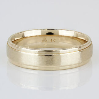 14k Yellow Gold High Polish & Brush Finish Wedding Band