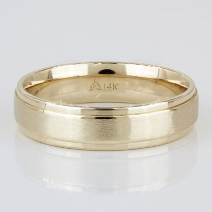 14k Yellow Gold High Polish & Brush Finish Wedding Band