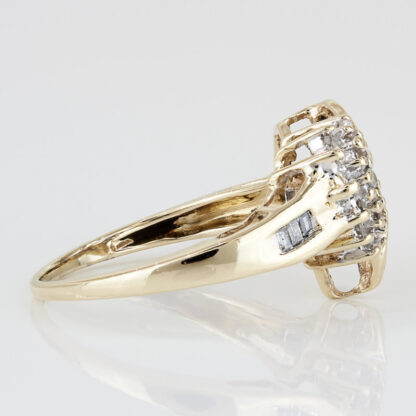 10k Two-tone Gold Round & Baguette Diamond Heart Ring