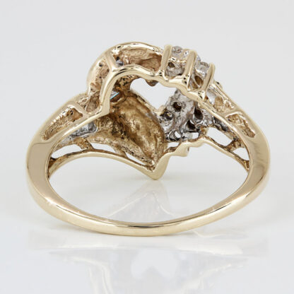 10k Two-tone Gold Round & Baguette Diamond Heart Ring