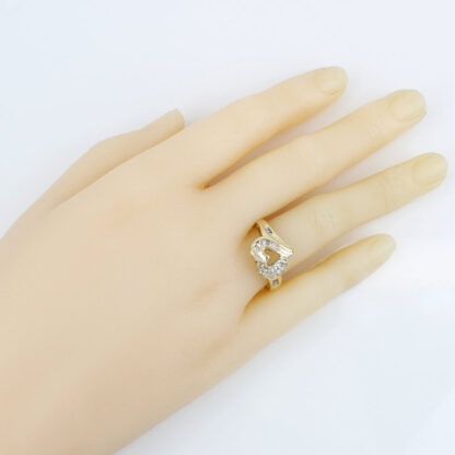 10k Two-tone Gold Round & Baguette Diamond Heart Ring