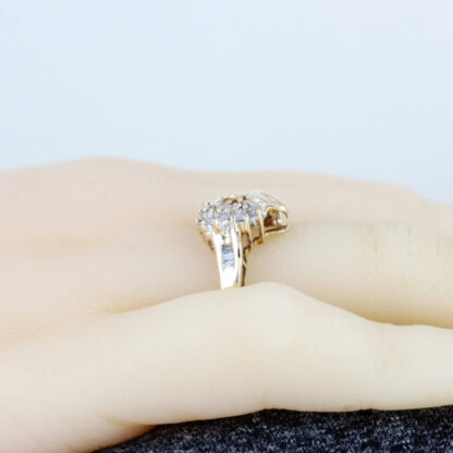 10k Two-tone Gold Round & Baguette Diamond Heart Ring