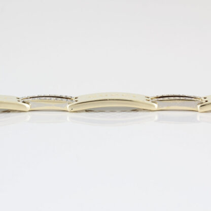 14k Two-tone Yellow + White Gold "Gucci" CZ Cubic Zirconia Bracelet