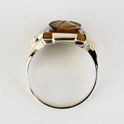 Men's Edwardian 10k Yellow Gold Tiger's Eye Intaglio Warrior Ring