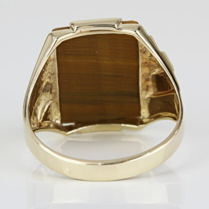 Men's Edwardian 10k Yellow Gold Tiger's Eye Intaglio Warrior Ring