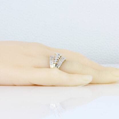 10k Yellow Gold Round & Baguette Diamond Cocktail / Anniversary Band Ring