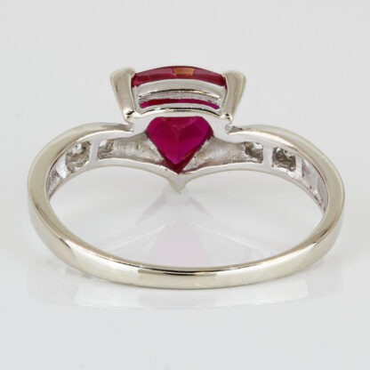 14k White Gold Diamond & Lab-Created Ruby Solitaire Anniversary Band Ring