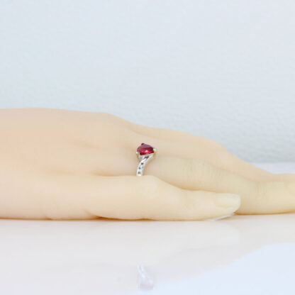 14k White Gold Diamond & Lab-Created Ruby Solitaire Anniversary Band Ring