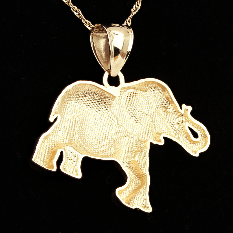 14K Solid Gold Elephant Pendant & 16" Chain – 14mm Elephant, Yellow Gold, Spring Ring – ALEX AND ELSA PT1628