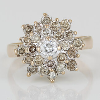 Vintage 12K Yellow Gold Diamond Anniversary Cocktail Cluster Ring