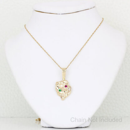 14K Yellow Gold Nugget Pendant Charm W/ Emerald & Pink Sapphire Gemstones - Image 4