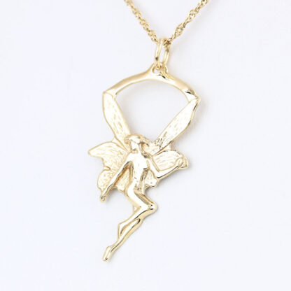 14K Yellow Gold Fairy Princess Pendant Charm - Image 2