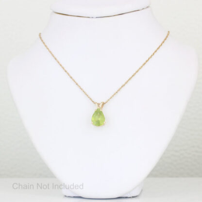 14K Yellow Gold Pear Shaped Peridot Pendant Charm - Image 4