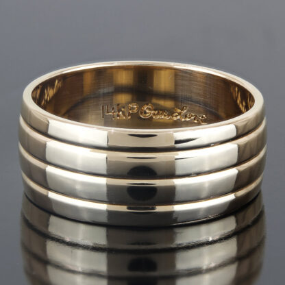 Vintage Men's 14KYG Ribbed Grooms Marriage Wedding Band Ring - Image 2